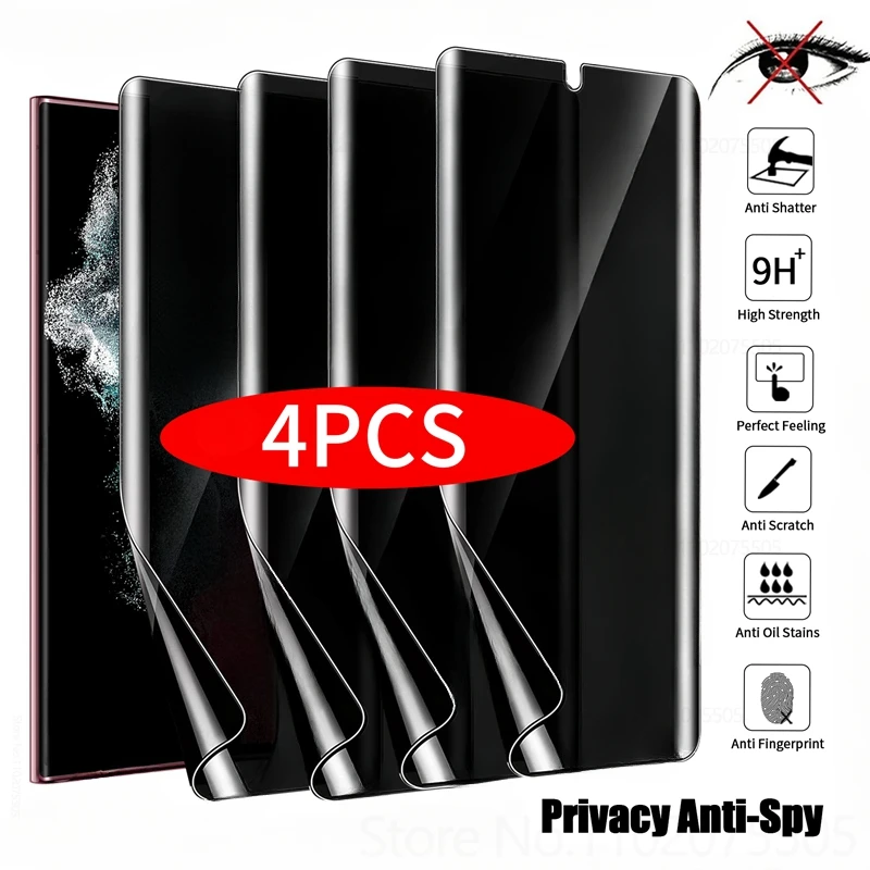 4 шт. антишпионская Гидрогелевая пленка для Samsung Galaxy S21 S23 S24 Ultra Plus FE S20 Note 10 20