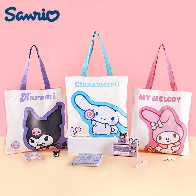 

Sanrio Cinnamoroll Холщовая Сумка для женщин повседневные сумки на плечо 3 размера мультяшный принт модная сумка Y2K женские розовые сумки-тоут