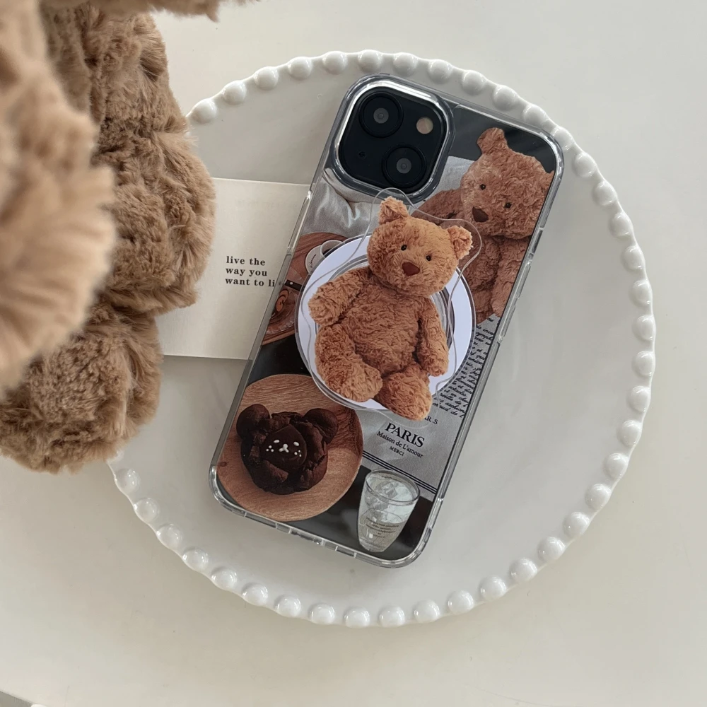 Чехол для iPhone 15 14 13 12 11 Pro Max с милым медведем