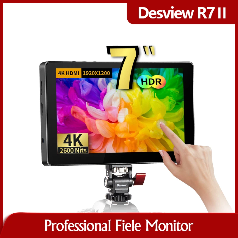 

Desview R7II Camera Field Monitor, 7 Inch 2600nits High Brightness Touch Screen Field Monitor Full HD 1920 x 1200 Resolution