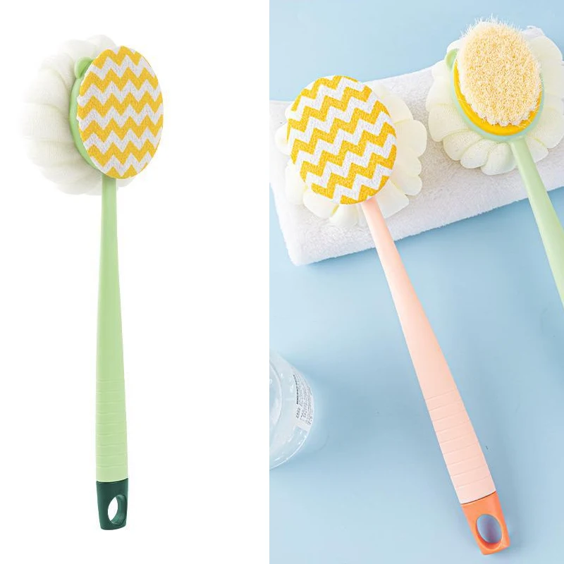 

Двусторонняя губка, щетка для ванны с длинной ручкой, мягкие щетки для волос, спины, тела, для душа, отшелушивающий Массажер для кожи, щетка д...