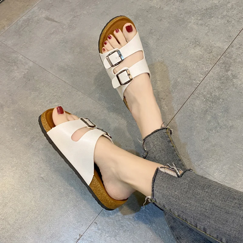 2023 Cork Woven Thick-soled Slippers  Non-slip Fashion Thick-soled Wedge Slippers Waterproof Platform Women's Shoes