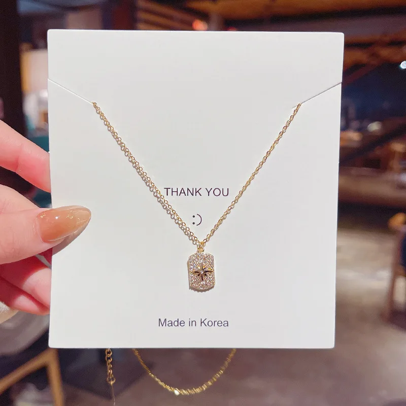 

Wholesale New Super Fairy Six-Pointed Star Stone Pendant Necklace For Women Ins Fashion Titanium Steel Choker Chain