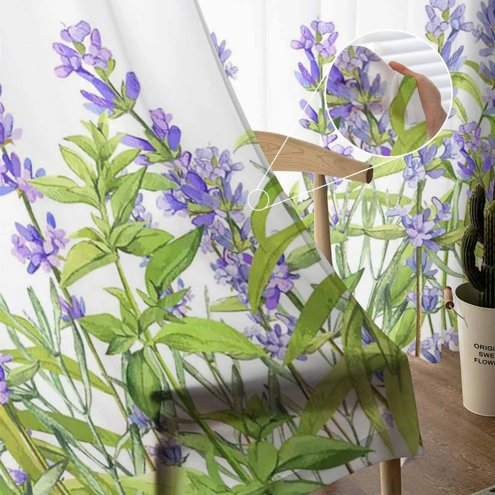 Занавески Spring Plants Lavender Tulle Sheer для гостиной спальни кухни окон Voile Drapes Home Decoration.