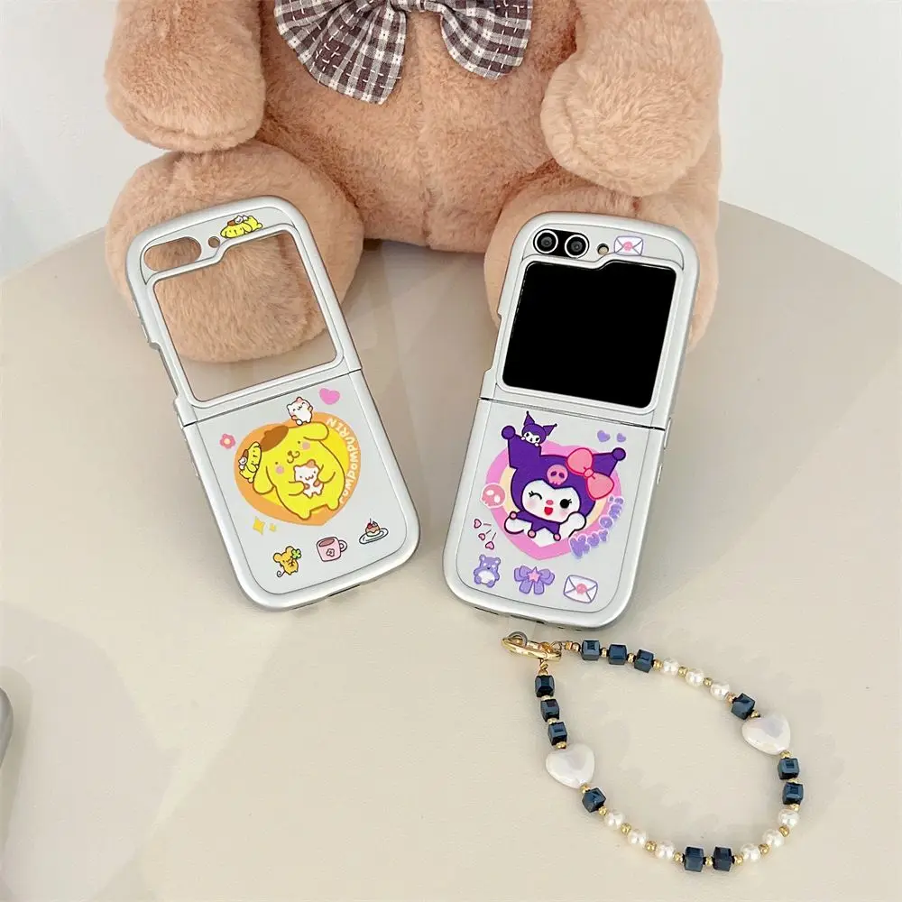 Милый чехол Hello Kitty с ремешком для телефона Samsung Galaxy Z Flip 3 4 5 6 5G Pc жесткий
