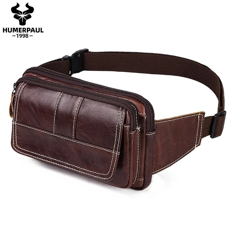 

Leather Men's waist bag top leather multifunctional chest Bag Messenger