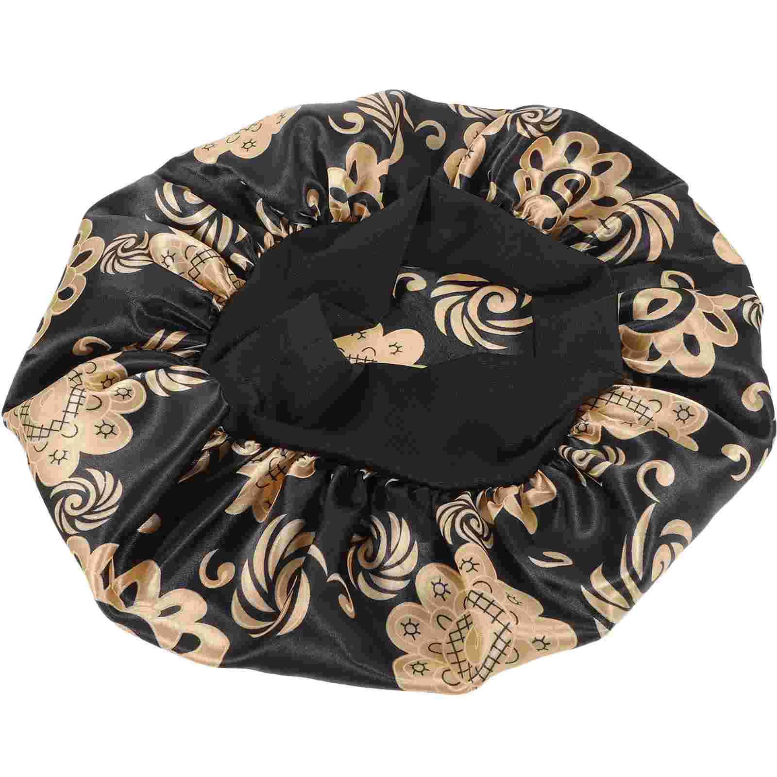 

Elastic Patterned Night Use Cap Multi-use Satin Sleeping Cap Bath Cap for Women