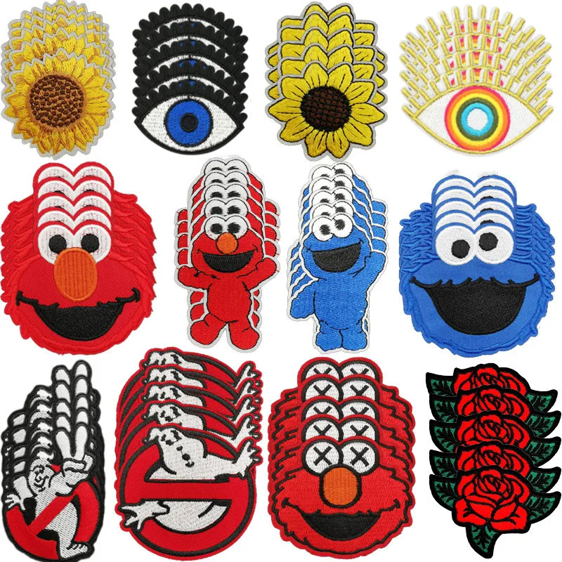 5 шт./лот нашивки Elmo с изображением призраков и цветов на одежде термоклейкие