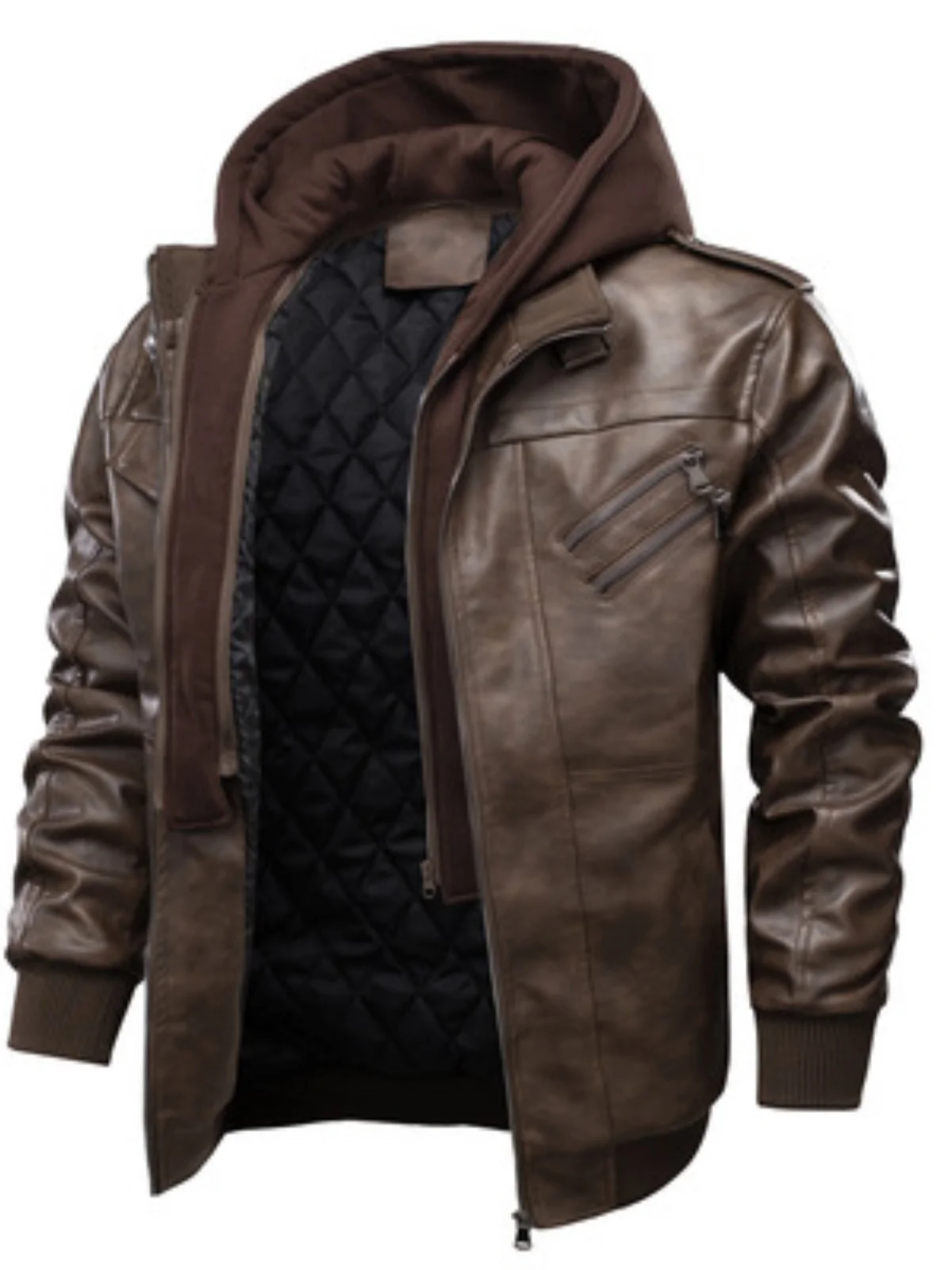 American Fashion Brand Plus size Genuine Leather Coat Men's Autumn and Winter Ruan Shuai Wind Riding Motorcycle Clothing Hood...