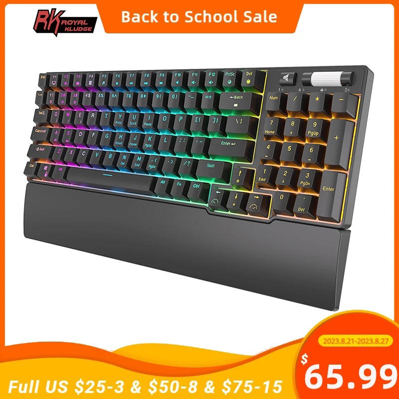 RK ROYAL KLUDGE RK96 Wireless Bluetooth Mechanical Keyboard 96 Keys RGB Tri-Mode BT5.0/2.4G/USB Hot-swappable Gamer Keyboard