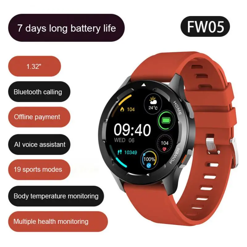 

FW05 Blue-tooth Smart Watch Blue-tooth Calls Temperature Heart Rate Blood Oxygen Detection Sports Smartwatch For IOS Android