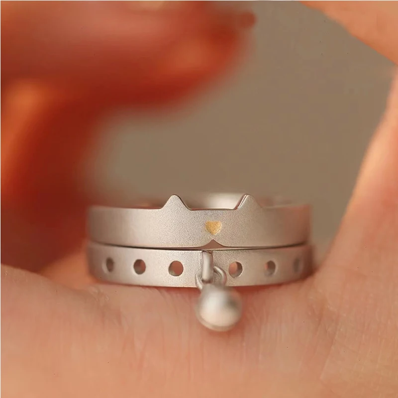 Женское кольцо с колокольчиком в виде кошки из нержавеющей стали