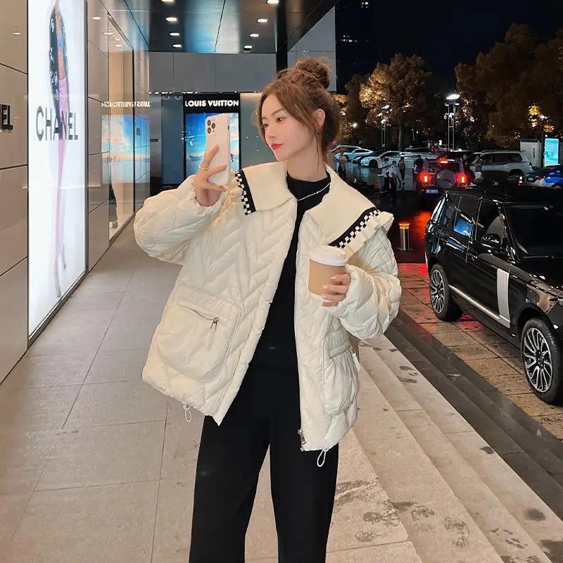 2022 New Fashion Simple Design Sense of Cotton Clothing Female Small Burst Short Paragraph Thickened Down Cotton Jacket