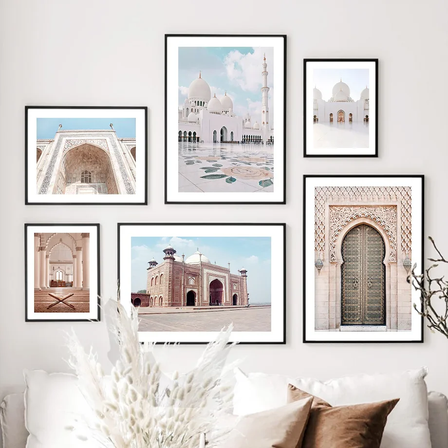 Тадж-Махал мечеть мусульманский Коран настенная книга Картина на холсте