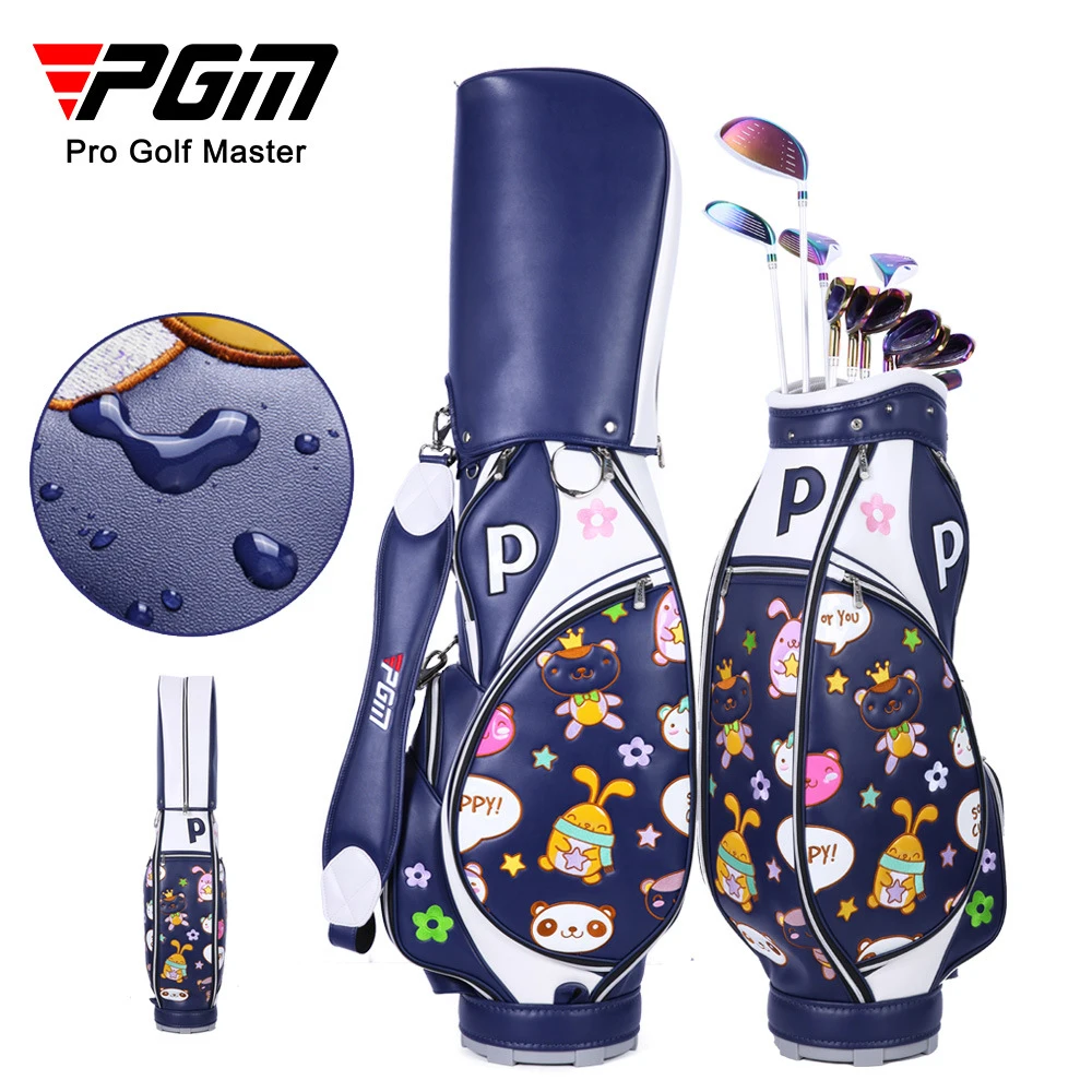 

PGM QB104 Golf Bag Women Standard Waterproof Microfiber TPU Real Leather Dirt-Resistant Can Hold 13-14 Club Fashion 3D Embroider