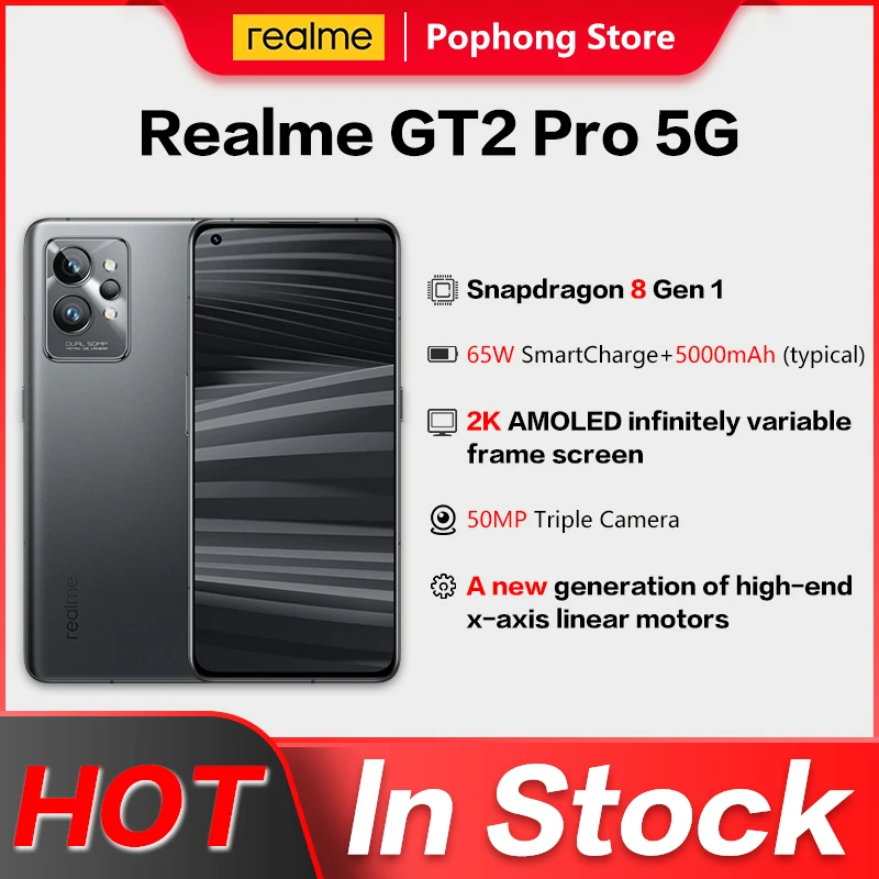 Realme GT 2 Pro 5G Mobile Phone 6.7 Inch 2K AMOLED Snapdragon 8 Gen1 Octa Core 65W SmartCharge 50MP Triple Camera NFC