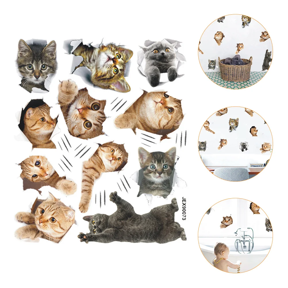 

Wall Stickers Sticker Decals Cat Window 3D Removableanimal Animals Decoration Room Pet Stickpeel Kids Mural Adornment Cats
