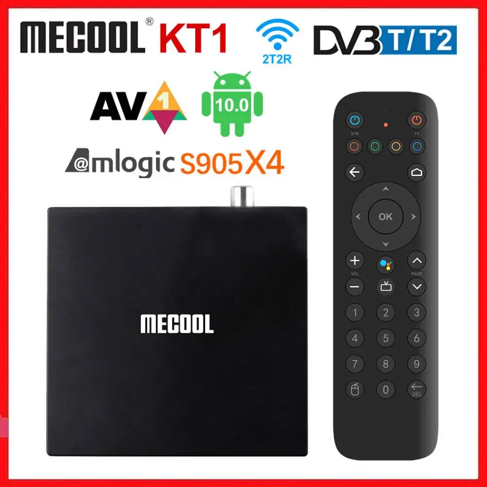 ТВ-приставка Mecool KT1 DVB-T/T2 Android 10 Google Сертифицированный 0 Смарт медиаплеер 4K Amlogic S905X4