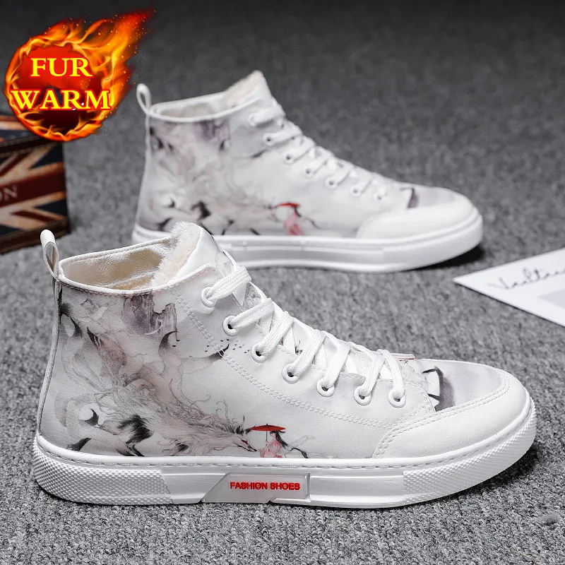 

KLYWOO Winter Men Boots Anime Shoes Plush Fur Super Warm Snow Boots Military for Men Sneakers Ankle Chelsea Boots High Top Shoes