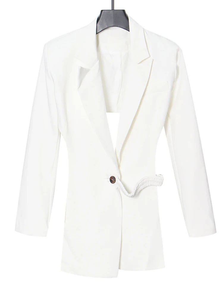 seksowna marynarka klubowa dla kobiet z odkrytymi plecami rozciągliwa dopasowana długim rękawem patchworkowa