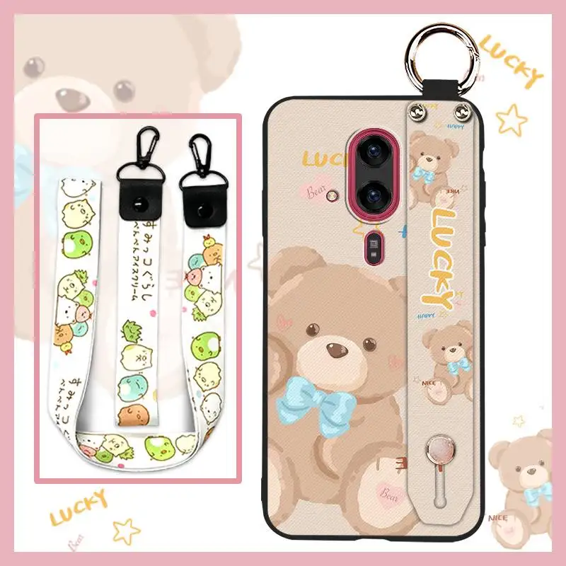 Чехол для телефона с мультяшным ремешком на запястье Fujitsu Arrows F-53E/Rakuraku