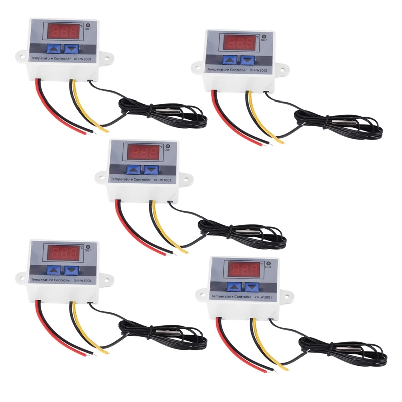 

5X 220V Digital LED Temperature Controller 10A Thermostat Control Switch Probe New