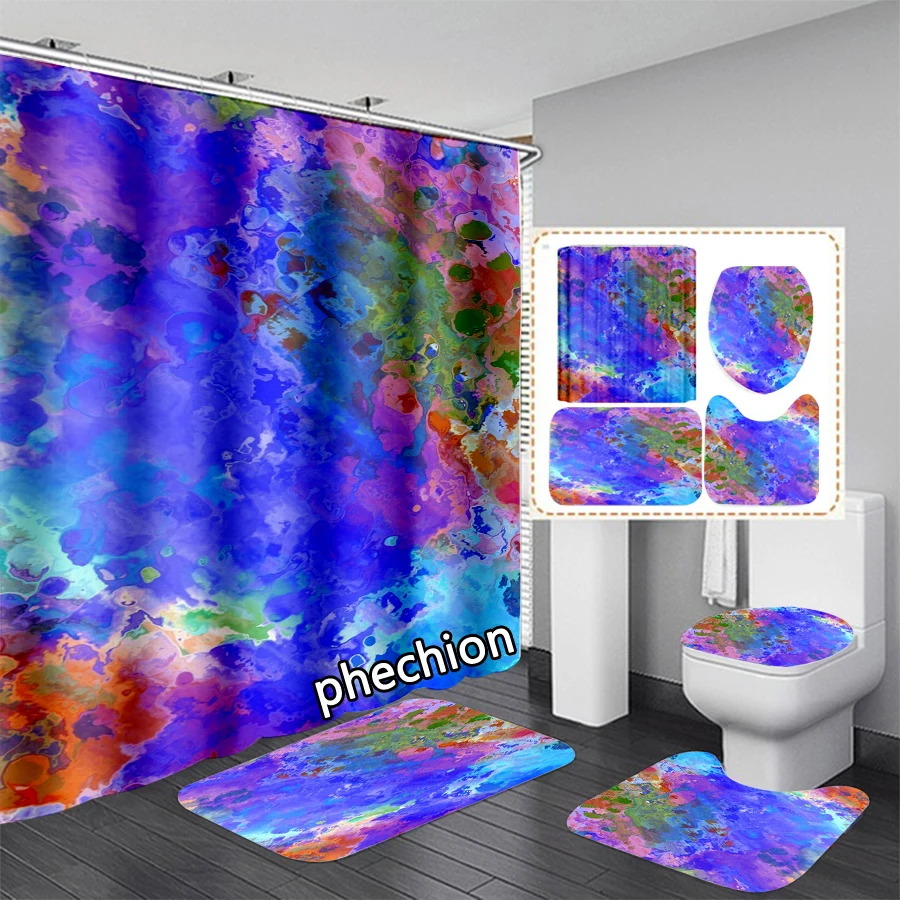 

Занавеска для душа phechion VR250, водонепроницаемый Противоскользящий коврик с 3D принтом, с чернилами, защита от брызг, для ванной комнаты