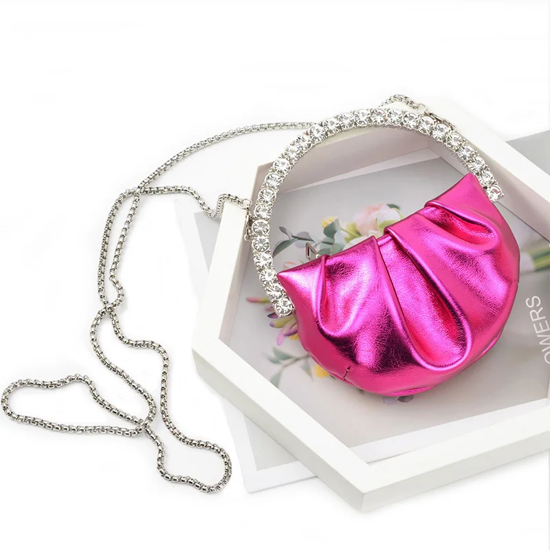 

YUOCL Rhinestone Envelopes Luxury Designer Handbag 2022 Women Evening Bag For Wedding Round Shape Crossbody Bag With Chain