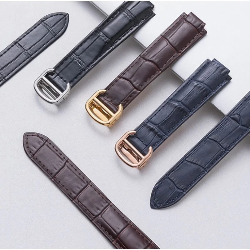 

Ремешок из натуральной кожи замена Cartier синий шар выпуклый интерфейс складной пряжки часы аксессуары