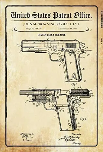 Металлический жестяной знак Stevenca американский пистолет Browning 1911 винтажный