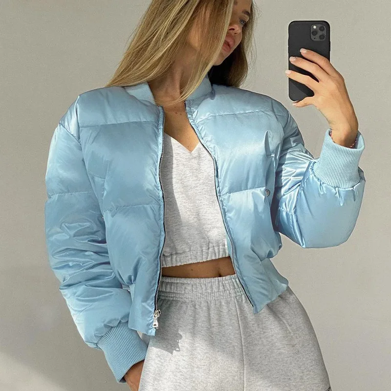 2023 Baseball Uniform Cotton Jacket Women Autumn and Winter New Temperament Loose Stand-up Collar Long-sleeved Women's Jacket