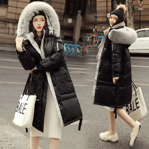 

Luxury brand Winter Coats Women White Duck Down Jacket Womens Real Raccoon Fur Collar Hooded Parkas Woman Long Coat Abrigos TN11