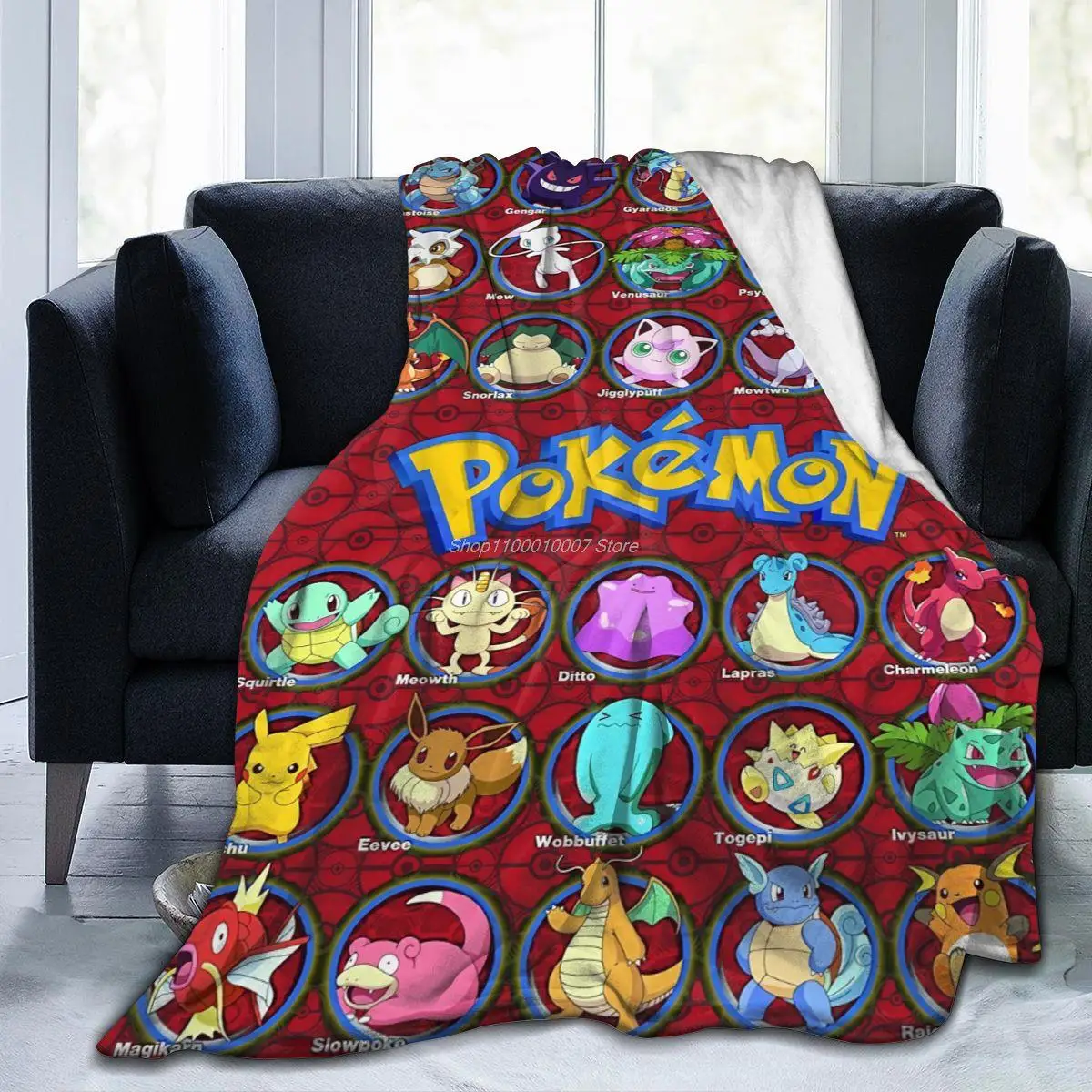 

3d-printed Blanket Pokemon Bikachu Flannel Blanket Bed Printed Bedspread Bedspread Sofa Gift Throw Soft Cartoon Acrylic 2-3