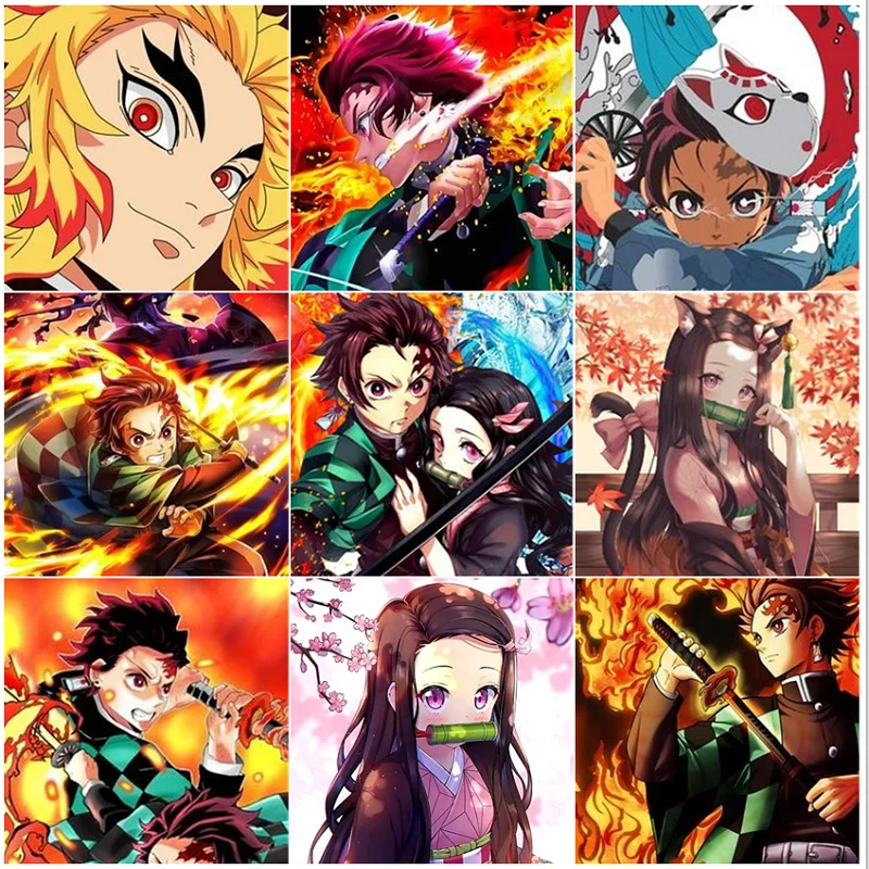 

Digital Oil Painting Japanese Classic Anime Demon Slayer DIY Hand Painted Canvas Fill By Number Home Decor Gifts