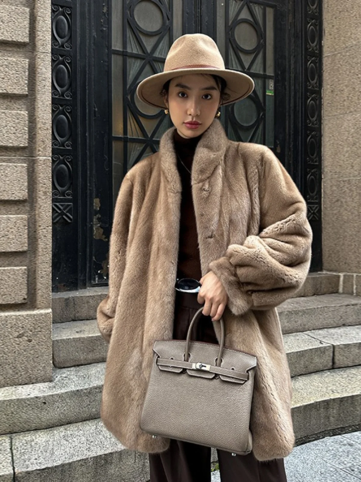 Зима 2024 импортная бархатная верхняя одежда из норкового меха Haining пальто