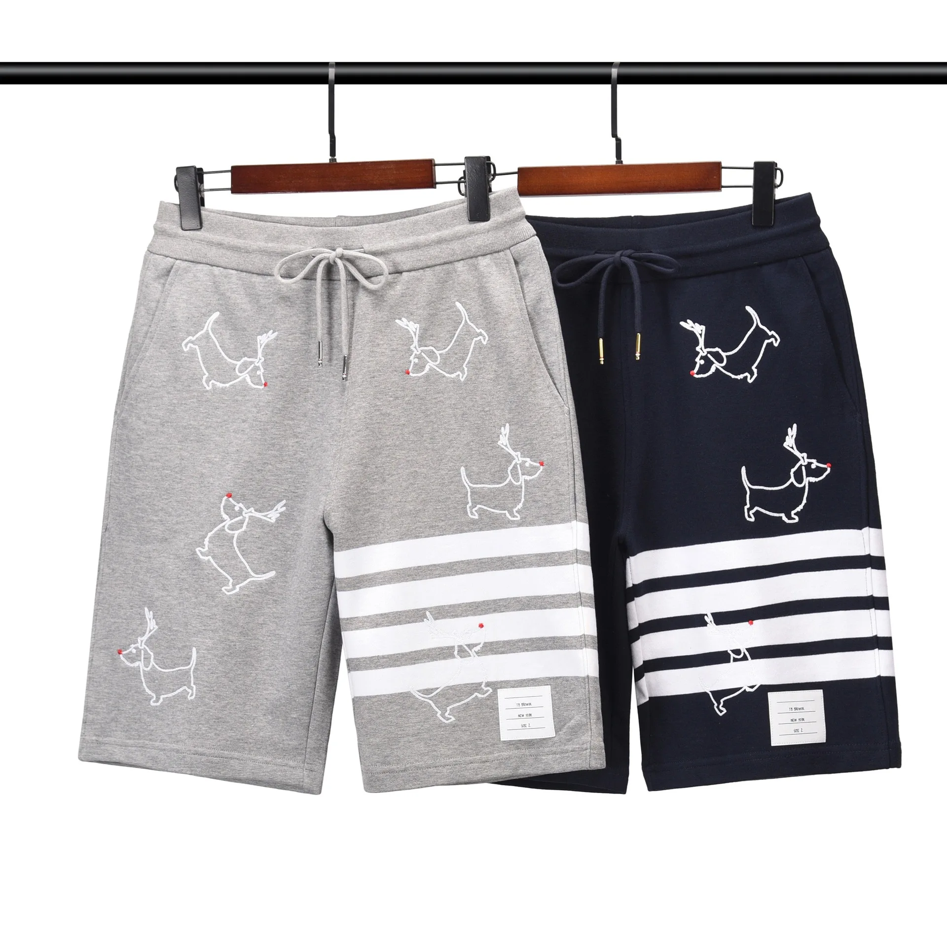 THOM BRUN's new TB Shorts Embroidered new dog summer quarter pants for both men and women
