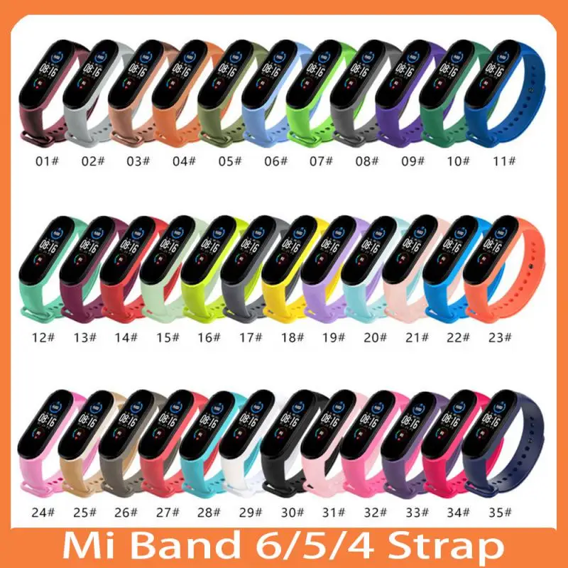 

Ремешок сменный для Xiaomi Mi Smart Band 6 5 4, однотонный спортивный браслет для наручных часов, умные аксессуары