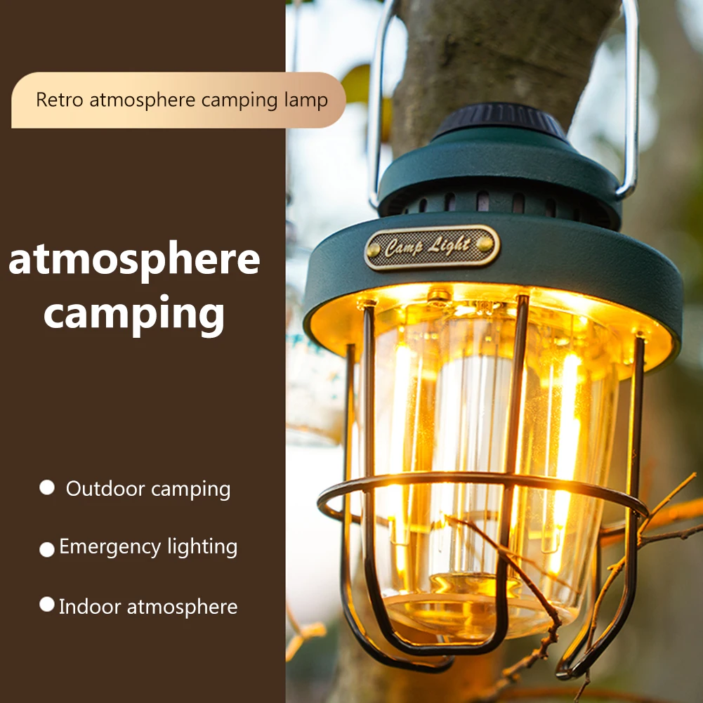 

Аварийный светильник с крючком, s-образный заряжаемый светильник для кемпинга, атмосферная лампа с регулируемой яркостью в стиле ретро для ...