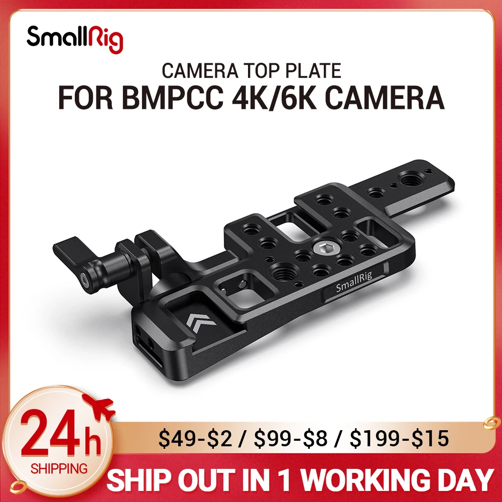 

SmallRig Lightweight Top Plate for BMPCC 4K & 6K Camera W/ 2 Cold Shoe Mount Nato Rail for Monitor Microphone DIY Options