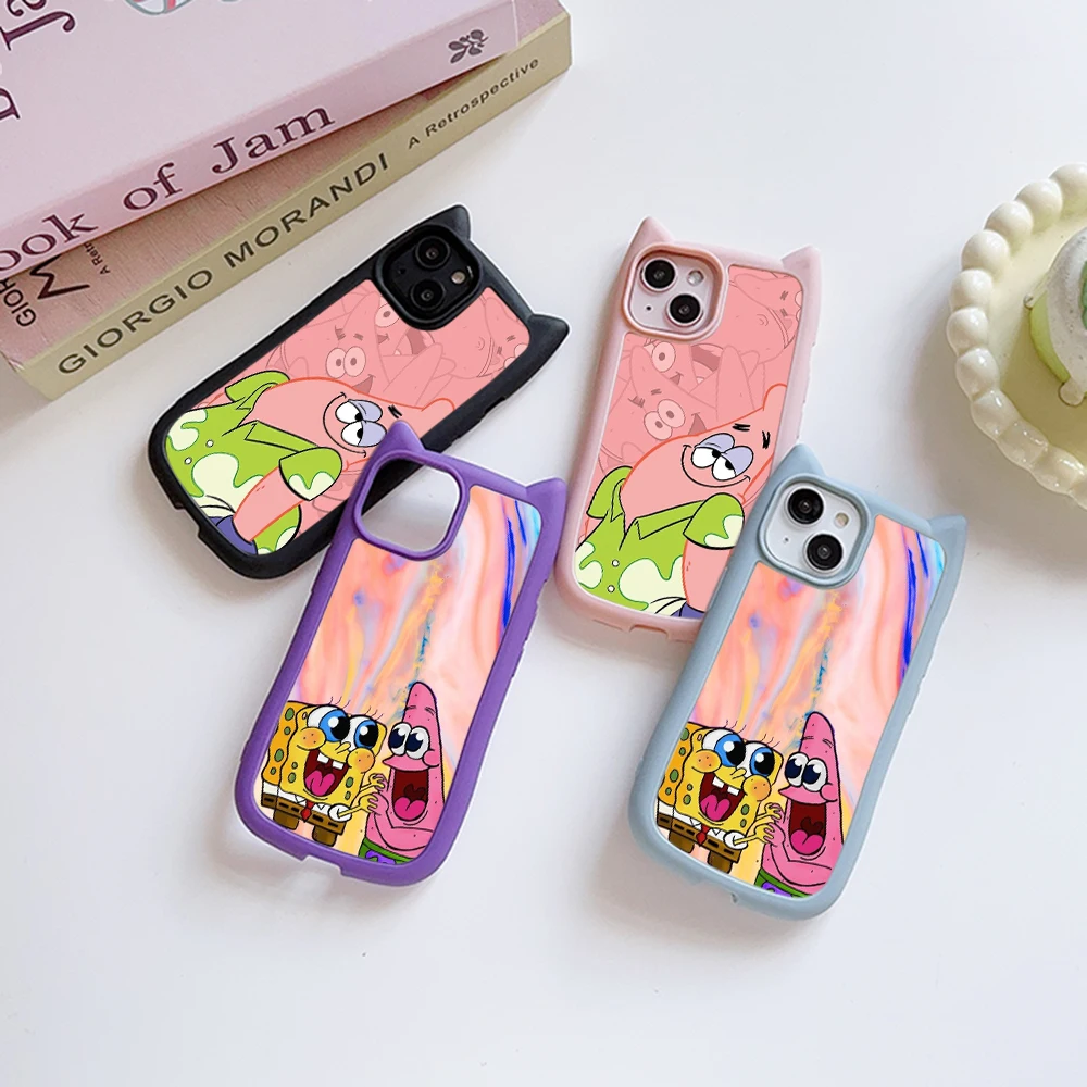 Мягкие чехлы с кошачьими ушками для телефонов iPhone 15 14 13 12 11 Pro Max Plus XR прозрачная