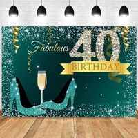 green 40th backdrop women men happy birthday party forty photography background glitter photo backdrop decoration banner