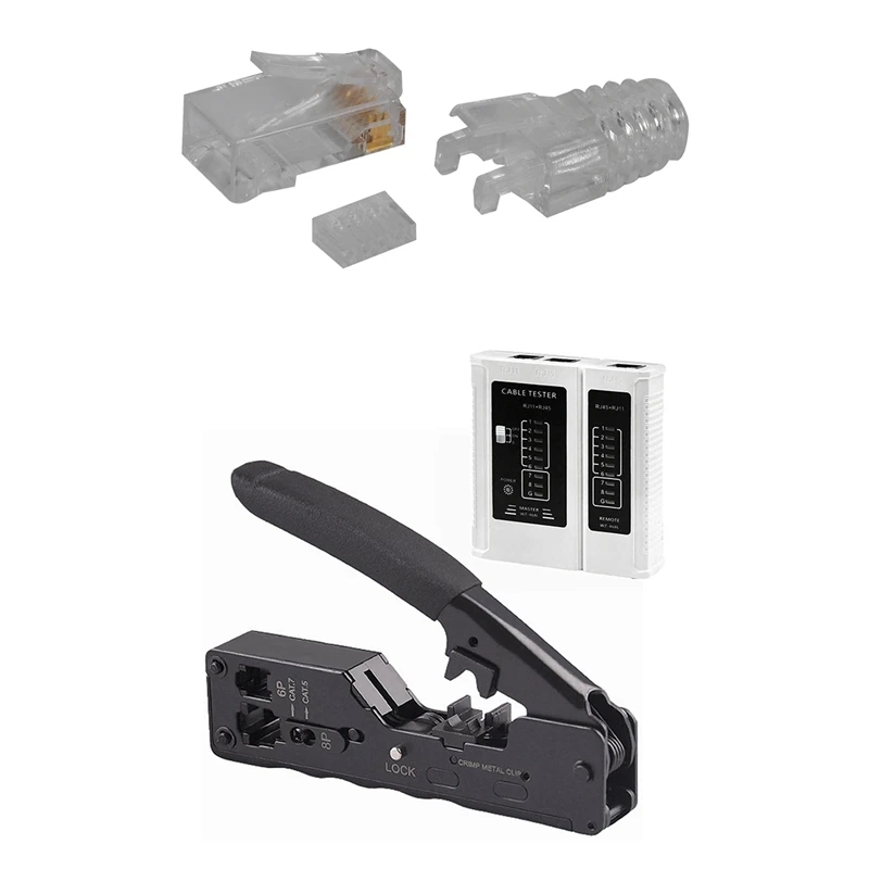 

1 компл. Разъем Cat6 RJ45 UTP кабель Ethernet разъем и 1 компл. CAT5 CAT6A CAT7 модульный обжим (черный)