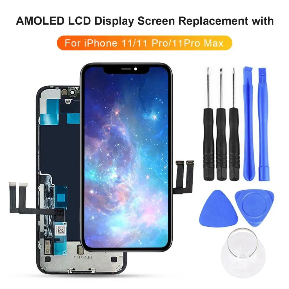 AMOLED LCD Display Screen Replacement with Touch Assembly Digitizer for iPhone 11/11 Pro/11Pro Max