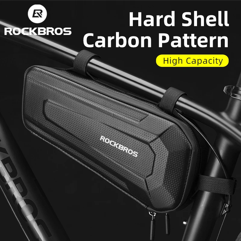 

Rockbros bolsa rígida de bicicleta, bolsa de ciclismo mtb padrão carbono à prova d'água, alta capacidade de l