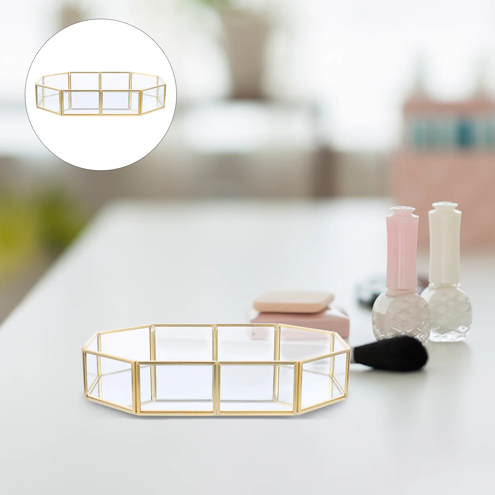 

1pc Octagonal Jewelry Storage Box Exquisite Cosmetics Jewelry Display Tray