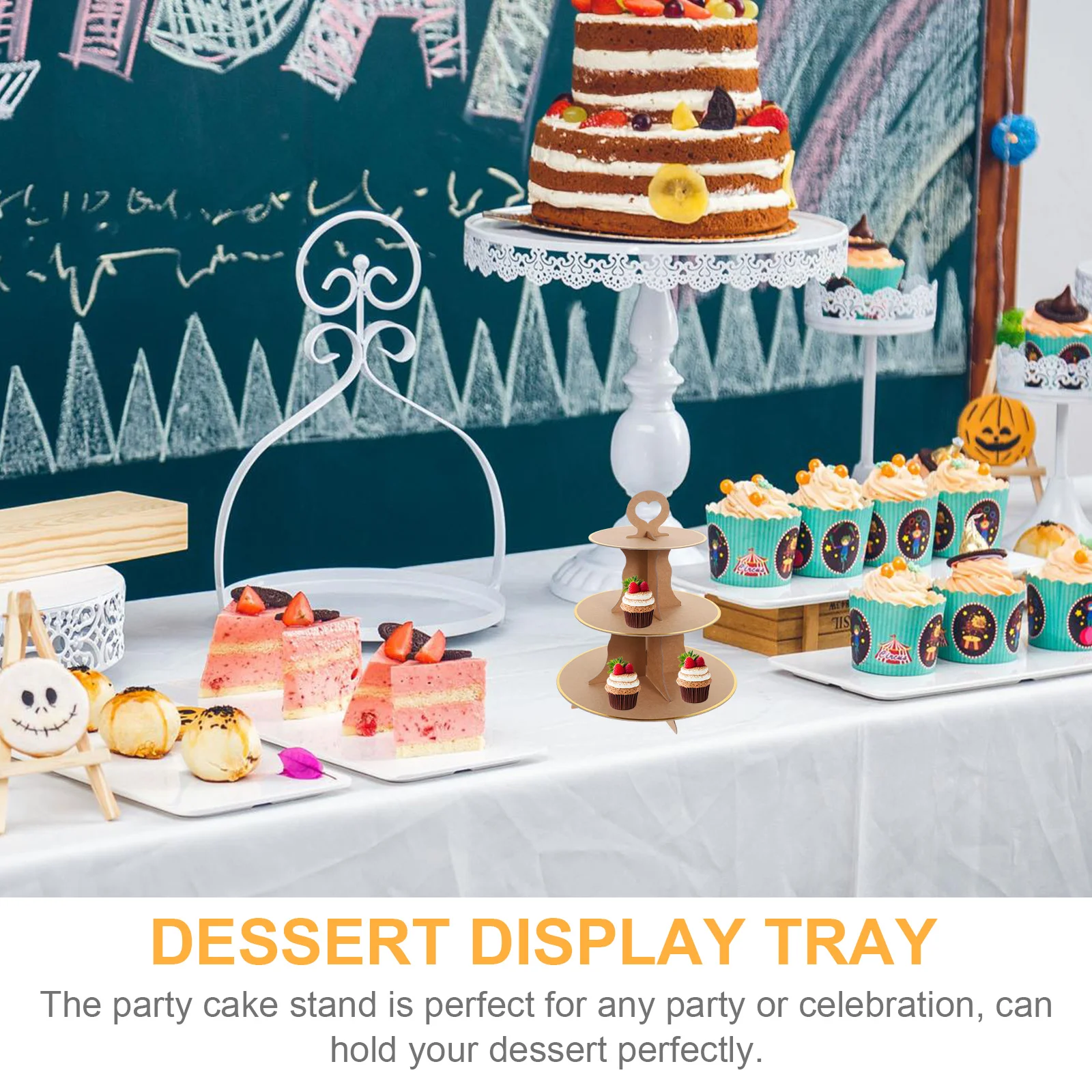 

Stand Cake Cupcake Serving Dessert Platter Tower Holder Paper Display Plate Cardboard Tier Tray Muffin Wedding Gold Footed