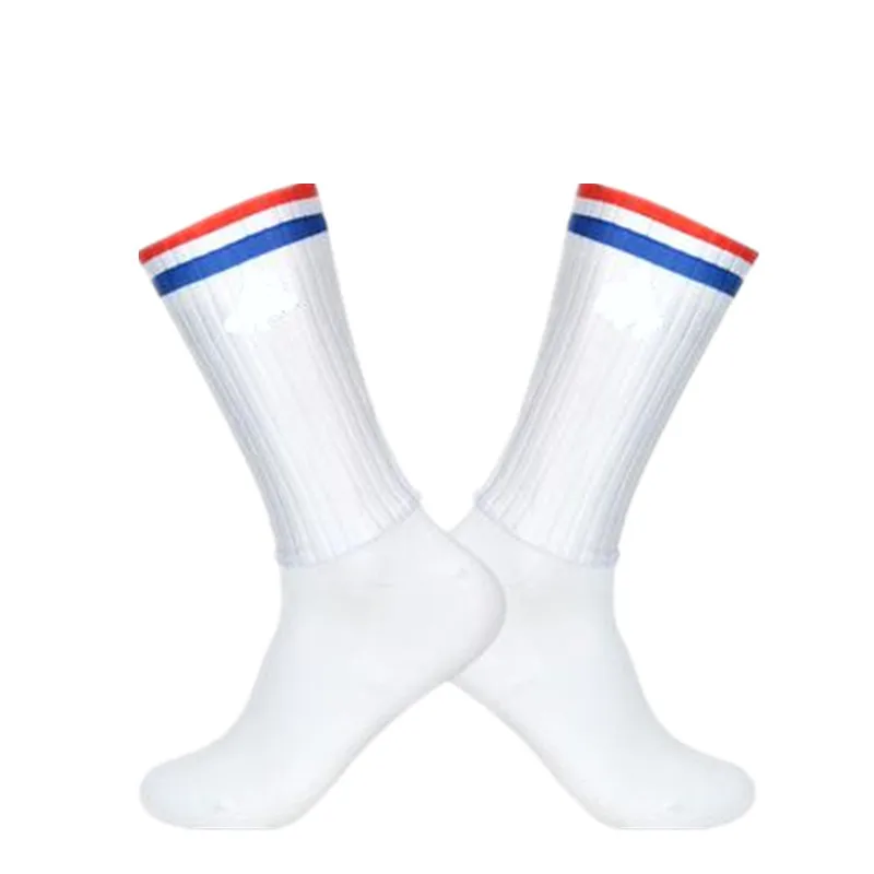 New Anti Slip Silicone Aero Socks Summer White line Cycling Socks Pro Team Men Women Bicycle Running Sports Socks