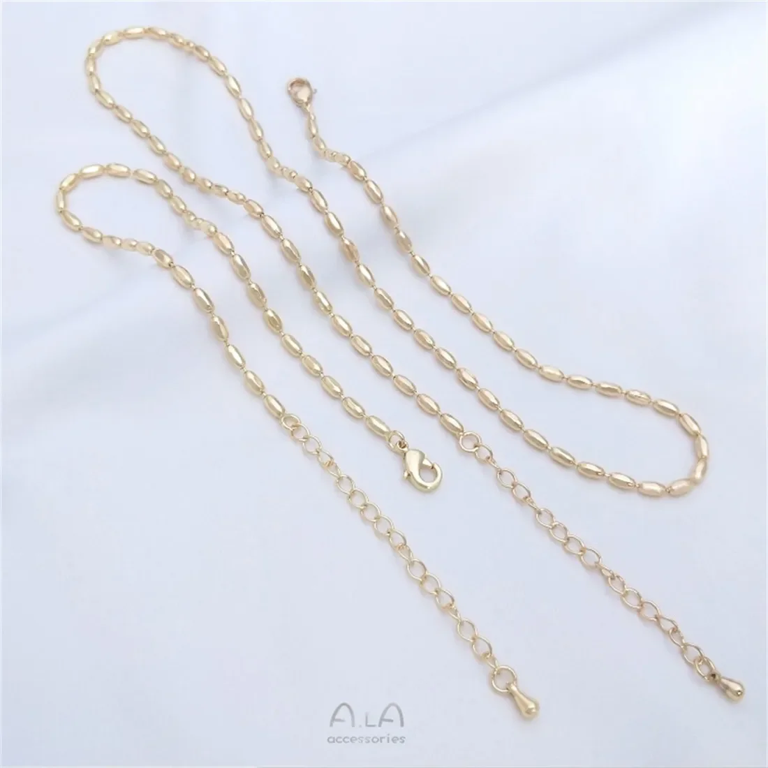 Ожерелье из рисовых бусин золотого 14 карат цепочка на ключицы шею