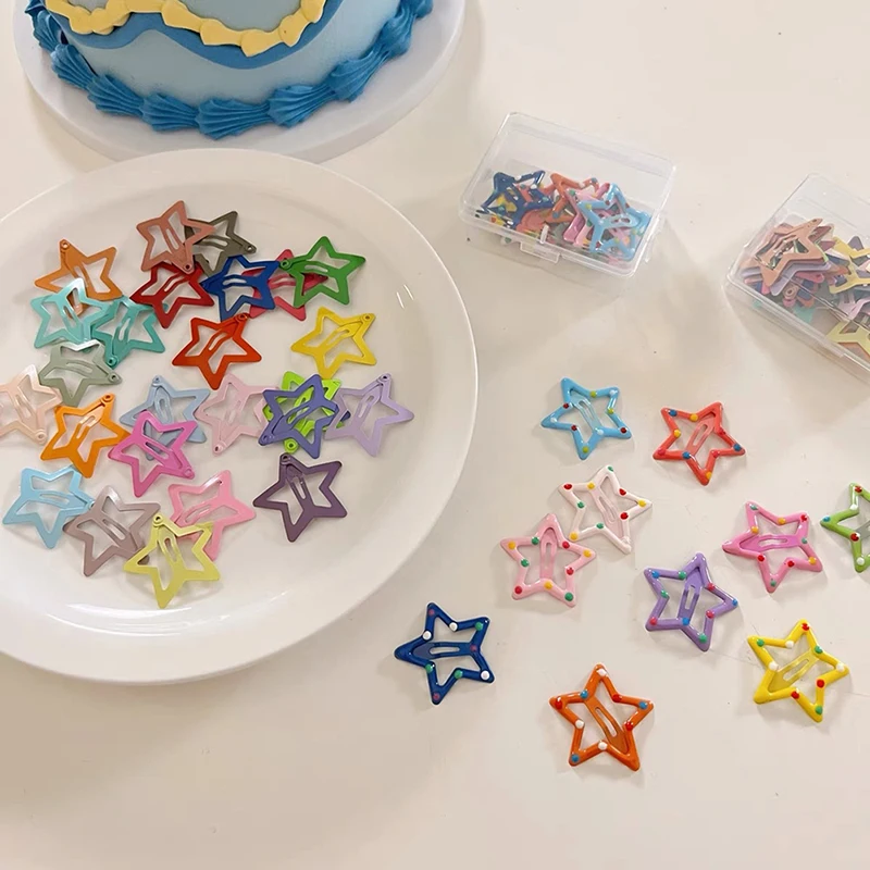 

10/25Pcs Star BB Hairclips Girls Cute Star Barrettes Women Simple Metal Snap Clip Headdress Hair Jewelry Accessories