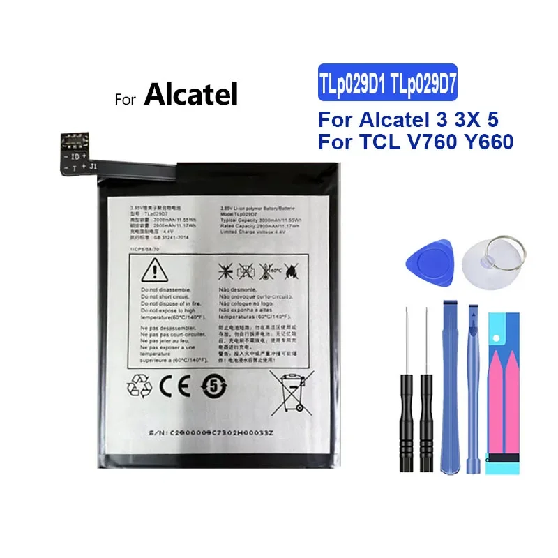 Аккумулятор мобильного телефона для Alcatel 3 3X 5 TCL V760 Y660 TLp029D1 TLp029D7 3000 мАч